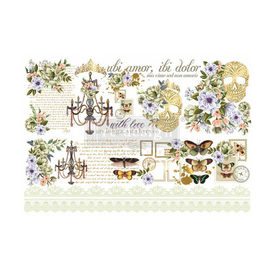 CeCe Decor Transfers® 24x35 - With Love Skully, cut into 2 sheets