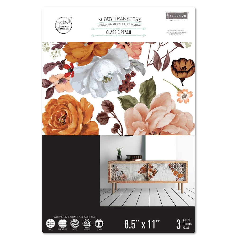 Classic Peach - Decor Middy Transfers - 3 sheets, 8.5"x11"