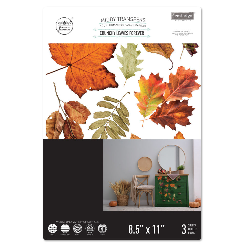 Crunchy Leaves Forever - Decor Middy Transfers - 3 sheets, 8.5"x11"