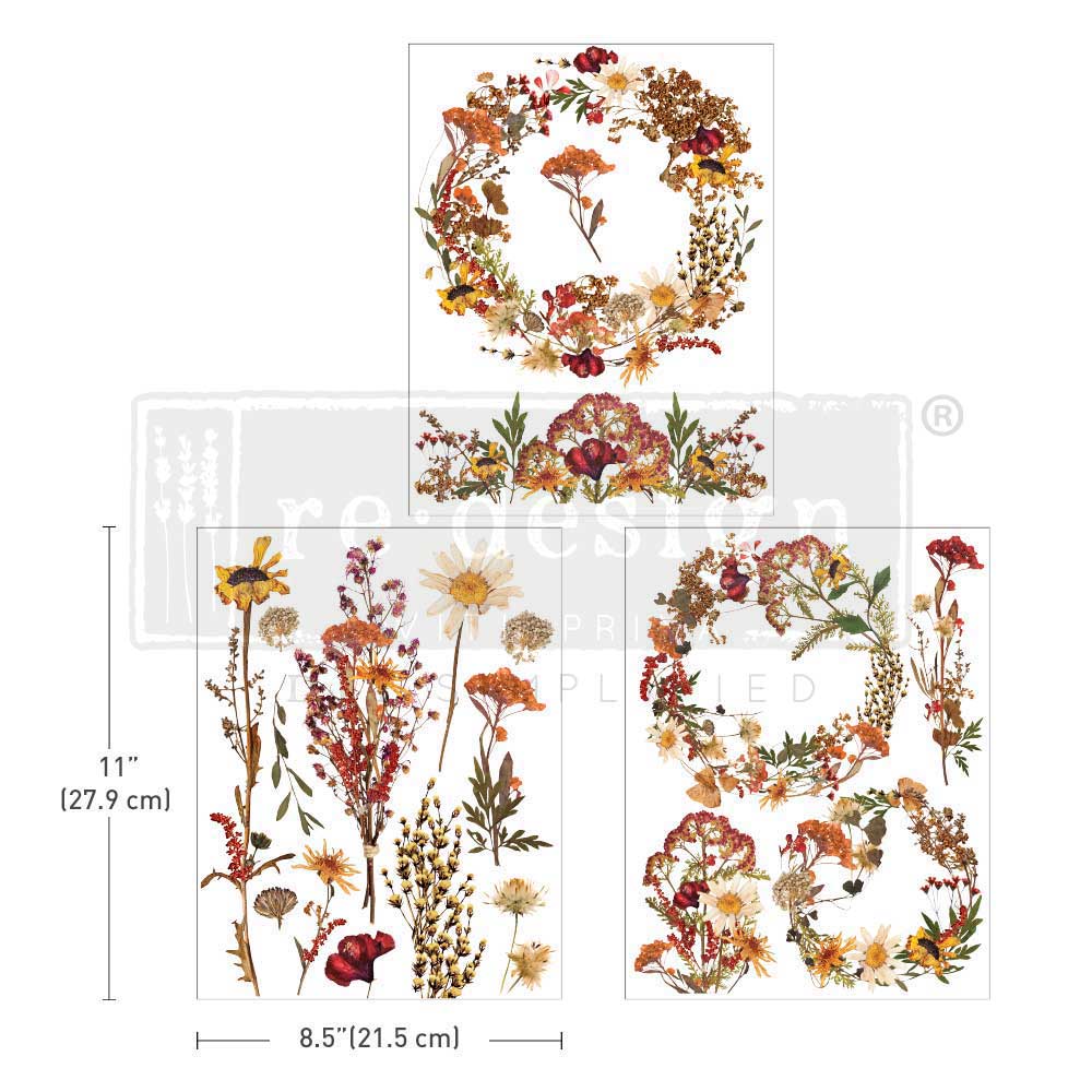 Dried Wildflowers - Decor Middy Transfers - 3 sheets, 8.5"x11"