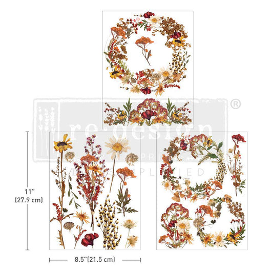 Dried Wildflowers - Decor Middy Transfers - 3 sheets, 8.5"x11"