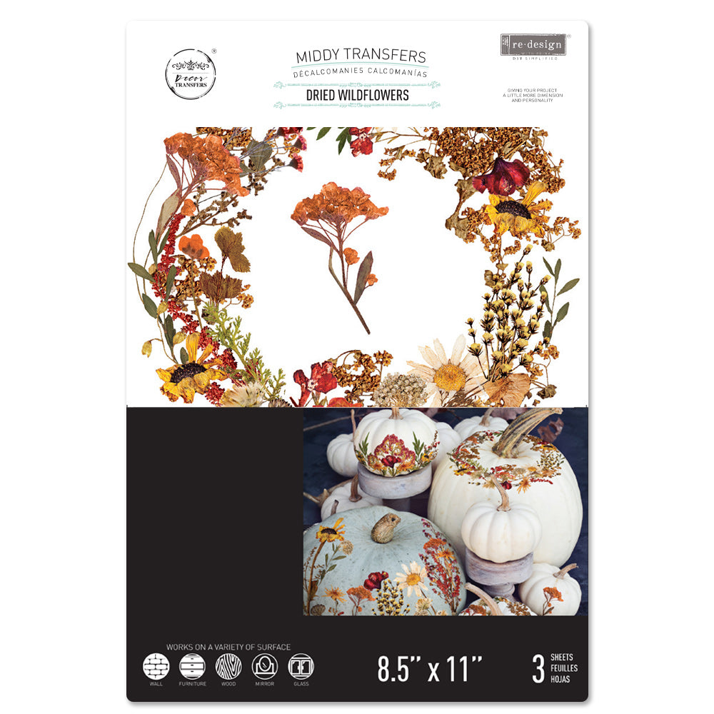 Dried Wildflowers - Decor Middy Transfers - 3 sheets, 8.5"x11"