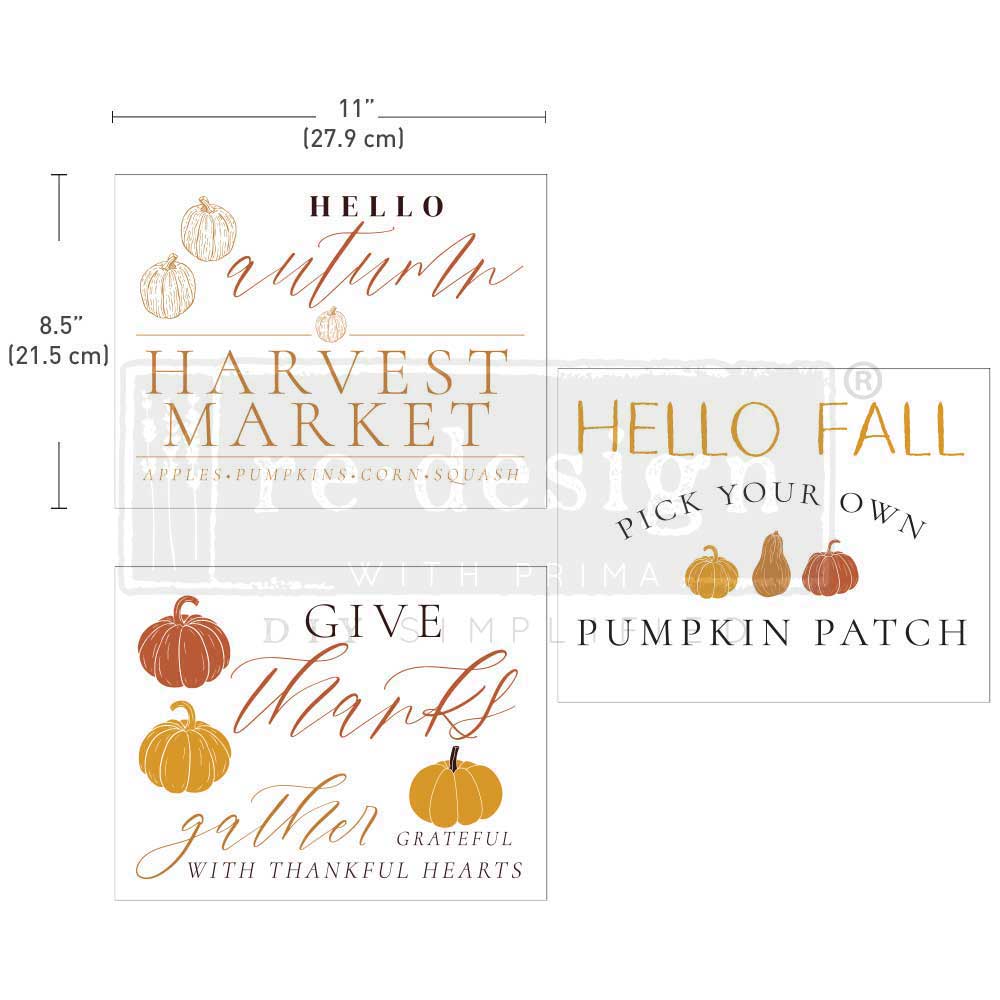 Fall Festive - Decor Middy Transfers - 3 sheets, 8.5"x11"