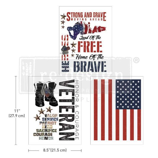 Veteran - Decor Middy Transfers - 3 sheets, 8.5"x11"