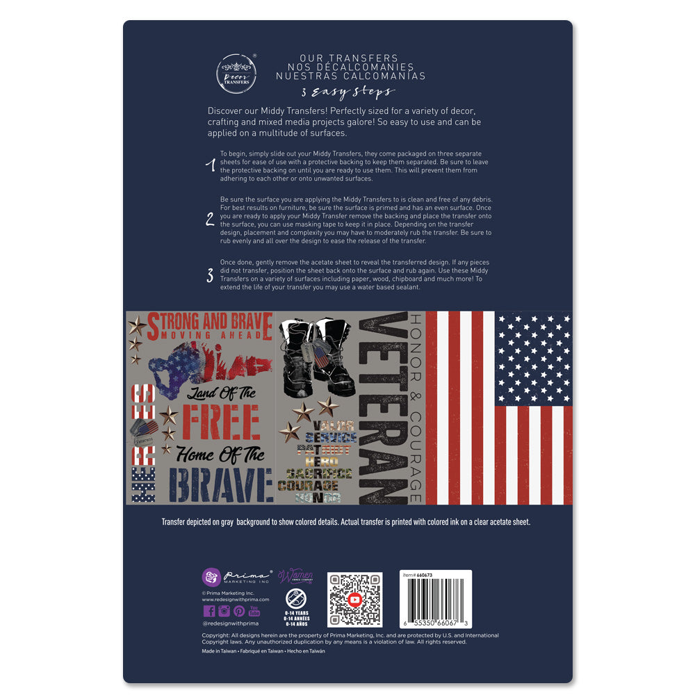 Veteran - Decor Middy Transfers - 3 sheets, 8.5"x11"