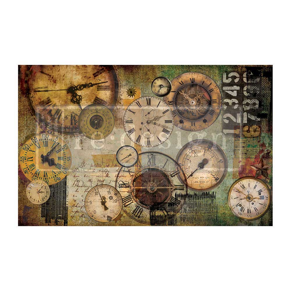Lost In Time - Fiber Tissue Paper Decoupage - 1 sheet