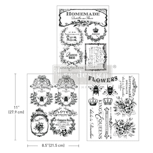 French Labels - Decor Middy Transfers - 3 sheets, 8.5"x11"
