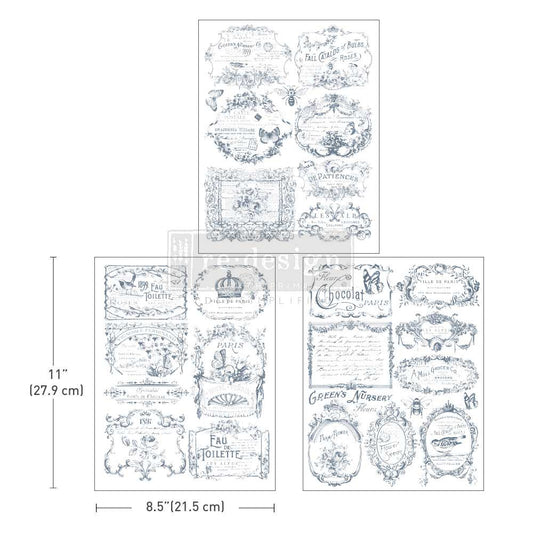 Vintage Labels I - Decor Middy Transfers - 3 sheets, 8.5"x11"