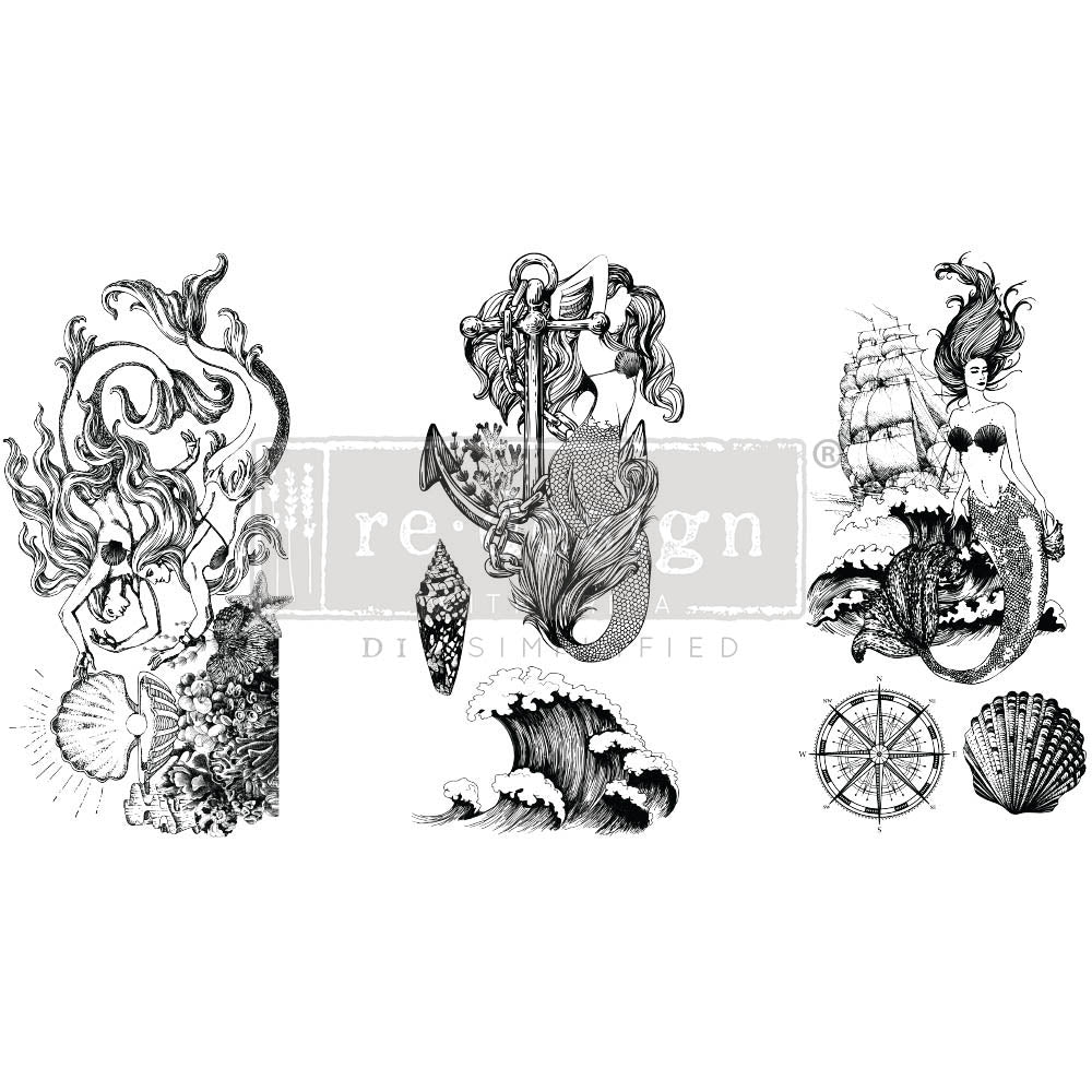 Mermaid Treasure - Small Transfer - 6" x 12", 3 sheets