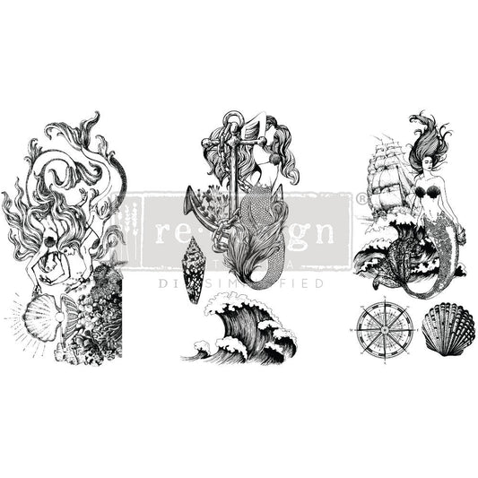 Mermaid Treasure - Small Transfer - 6" x 12", 3 sheets