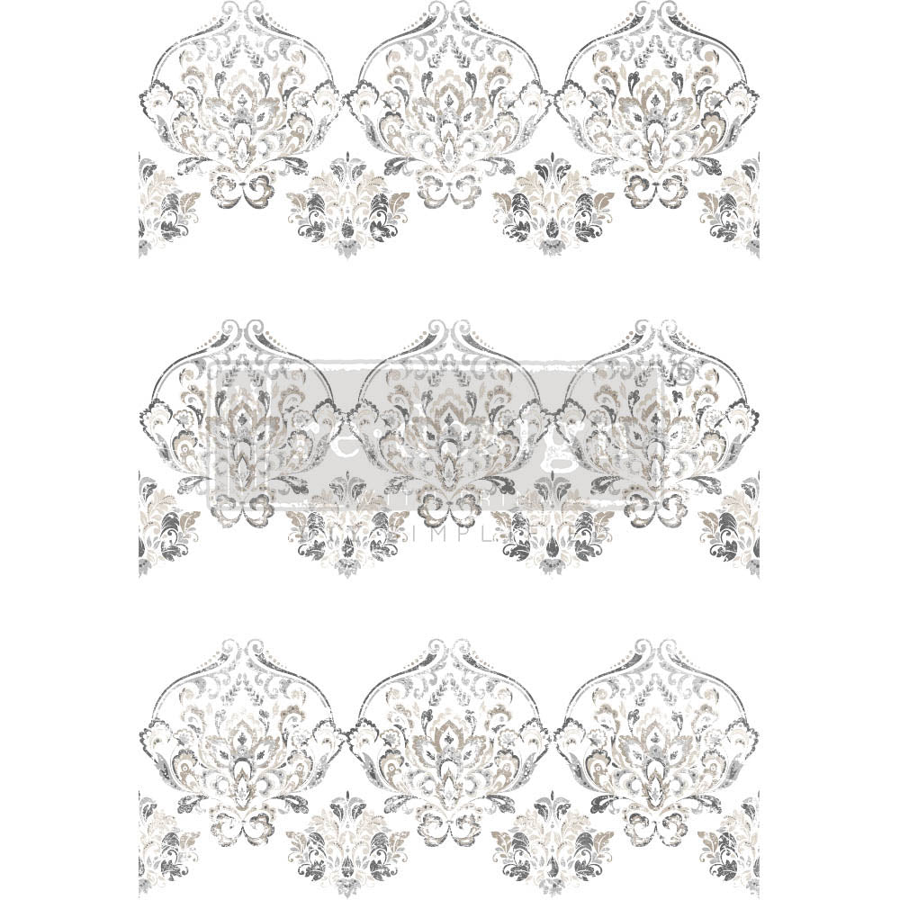 Antique Damask Decor Transfers - total sheet size 24"x35", cut into 3 sheets