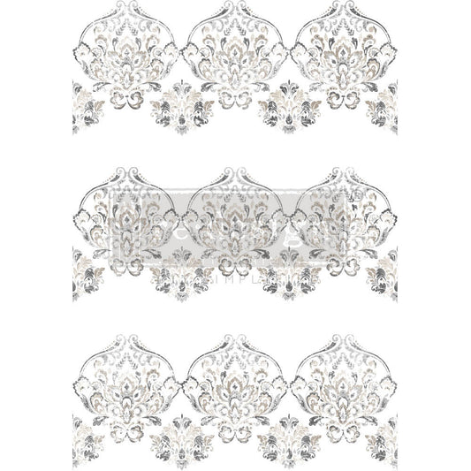 Antique Damask Decor Transfers - total sheet size 24"x35", cut into 3 sheets