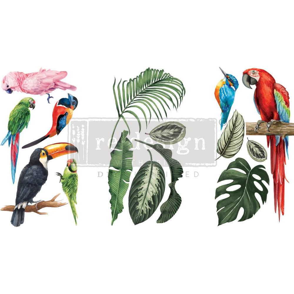 Tropical Birds - Small Transfer - 6" x 12", 3 sheets